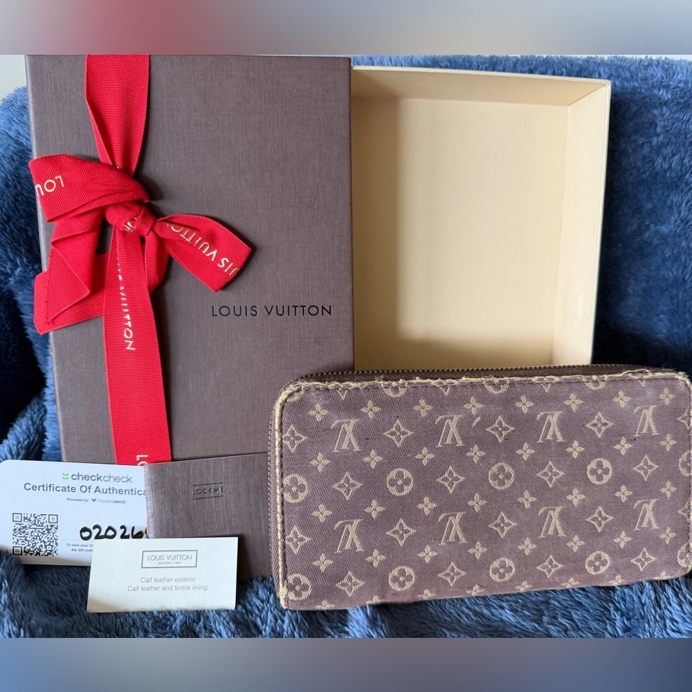Louis Vuitton Monogram Denim Zippy Wallet in Brown and Tan